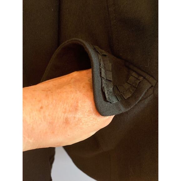 Size 44 (12) Feraud Black Womens Blazer Jacket Braided Trim Vintage Wool Blend - Picture 4 of 12